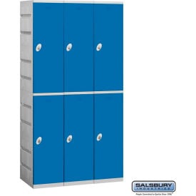 Salsbury 2-Tier 6 Door Plastic Locker 38-1/4""W x 18""D x 74""H Blue Unassembled