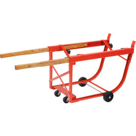 Global Industrial™ Heavy Duty Rotating Drum Cradle with Wood Handles & Polyolefin Wheels