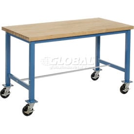 Global Industrial™ Mobile Packing Workbench Maple Butcher Block Safety Edge 60""W x 30""D