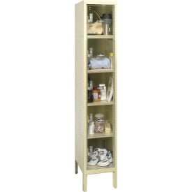 Global Industrial™ 5-Tier 5 Door Clear View Locker 12""W x 18""D x 66""H Tan Unassembled