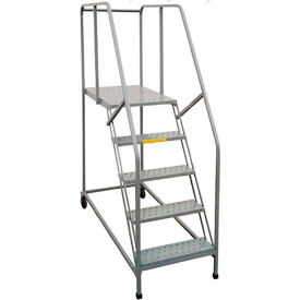 10 Step Steel Rolling Stock Picker Ladder w/ 42"" Handrails Perforated Treads 500 Lb Capacity