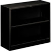 HON® Metal Bookcase Two-Shelf 34-1/2""W x 12-5/8""D x 29""H Black
