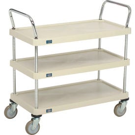 Nexel® Plastic Utility Cart w/3 Shelves & Poly Casters 900 lb. Cap 36""L x 18""W x 39""H Tan