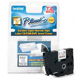 P-Touch Cartridge TZ Super-Narrow Non-Laminated Tape Black-on-White 1/8W
