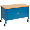 Global Industrial™ Mobile Cabinet Workbench - Maple Safety Edge 72""W x 30""D Blue