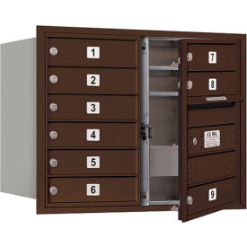 4C Horizontal Mailbox 23-1/2""H Double Column 9 MB1 Doors Front Load Bronze USPS