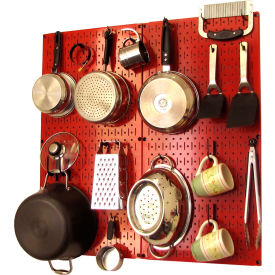 Wall Control Kitchen Pegboard Pack Storage & Organization Kit Red/Black 32"" X 32"" X 6""
