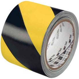 3M™ 766 Striped Vinyl Tape 3"" x 36 Yds 5 Mil Black/Yellow - 2/PACK