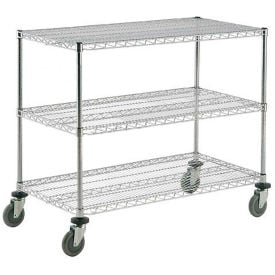Nexel® Adjustable Chrome Wire Shelf Cart w/3 Shelves 800 Ib. Capacity 48""L x 18""W x 40""H