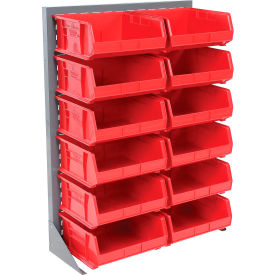 Global Industrial™ Singled Sided Louvered Bin Rack 35 x 15 x 50 - 12 Red Premium Stacking Bins
