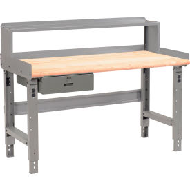 Global Industrial™ Workbench w/ Maple Safety Edge Top Drawer & Riser 72""W x 30""D Gray