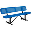 Global Industrial™ 6' Outdoor Steel Picnic Bench w/ Backrest Perforated Metal Blue