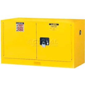 Justrite 17 Gallon 2 Door Self-Close Piggyback Flammable Cabinet 43""W x 18""D x 24""H Yellow