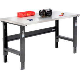Global Industrial™ 60x30 Adj. Height Workbench C-Channel Leg Stainless Steel Square Edge Black