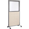 Interion® Mobile Office Partition Panel with Partial Window 36-1/4""W x 99""H Tan