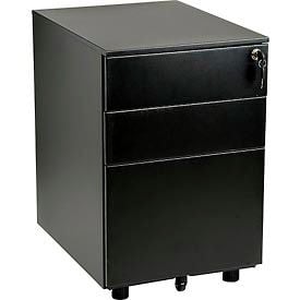 Interion® 3 Drawer Low File Cabinet - Black
