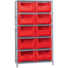 Quantum QSBU-700 Shelving With 10 Giant Hopper Bins Red 42x18x75