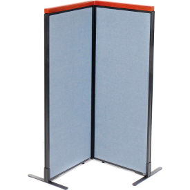 Interion® Deluxe Freestanding 2-Panel Corner Room Divider 24-1/4""W x 61-1/2""H Panels Blue