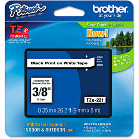Brother® P-Touch® TZe Labeling Tape 3/8""W Black on White