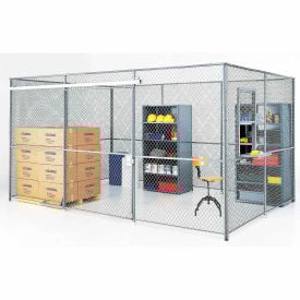 Global Industrial™ Wire Mesh Partition Security Room 20x10x10 with Roof - 4 Sides w/ Window