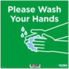Global Industrial™ 12"" Square Please Wash Your Hands Wall Sign Green Adhesive