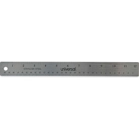 Universal® Stainless Steel Ruler with Cork Back & Hanging Hole Standard/Metric 12"" Long