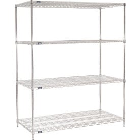Nexel® 4 Shelf Chrome Wire Shelving Unit Starter 72""W x 30""D x 86""H