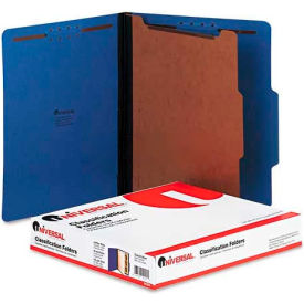Universal® Pressboard Classification Folders Letter Four-Section Cobalt Blue 10/Box