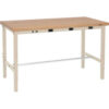 Global Industrial™ 60 x 30 Adjustable Height Workbench - Power Apron Shop Top Safety Edge Tan