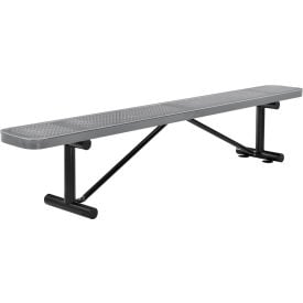 Global Industrial™ 8' Outdoor Steel Flat Bench Perforated Metal Gray