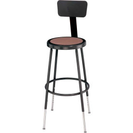 Interion® Steel Shop Stool w/Backrest & Hardboard Seat - Adjustable Height 25""-33"" -Black - 2PK