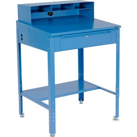 Global Industrial™ Sloped Shop Desk w/ Pigeonhole Riser 34-1/2""W x 30""D Blue