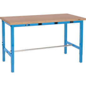 Global Industrial™ 72 x 36 Adjustable Height Workbench - Power Apron Shop Top Square Edge Blue