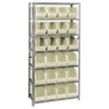 Quantum QSBU-265 Steel Shelving With 24 Giant Stacking Bins Ivory 18x36x75