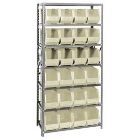 Quantum QSBU-265 Steel Shelving With 24 Giant Stacking Bins Ivory 18x36x75