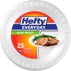 Hefty® Soak Proof Foam Plates Tableware 10-1/4"" Dia. White Pack of 250s