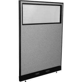 Interion® Electric Office Partition Panel with Partial Window 48-1/4""W x 64""H Gray