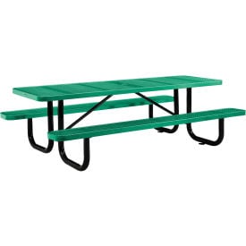 Global Industrial™ 8' Rectangular Picnic Table Perforated Metal Green