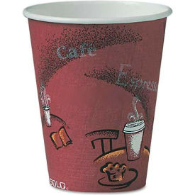 SOLO® Hot Drink Cups With Maroon Bistro Design 8 oz. 500 Per Package