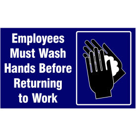 NoTrax® Employees Must Wash Hands Safety Message Mat 3/8"" Thick 4' x 6' Blue