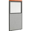 Interion® Deluxe Office Partition Panel with Partial Window 36-1/4""W x 97-1/2""H Gray