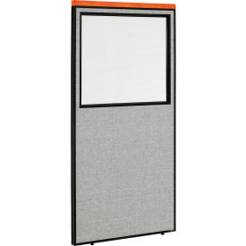 Interion® Deluxe Office Partition Panel with Partial Window 36-1/4""W x 97-1/2""H Gray
