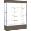 Reliant Lighted Display Case 60""W x 80""H x 16""D Walnut Base Mirror Back Satin Natural Frame