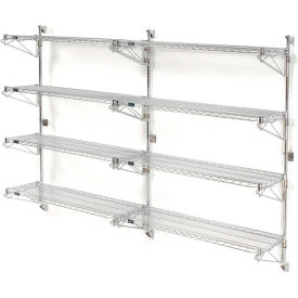 Nexel® Chrome Wall Mount Wire Shelving 54""W x 14""D x 63""H 4 - Shelf Add-On