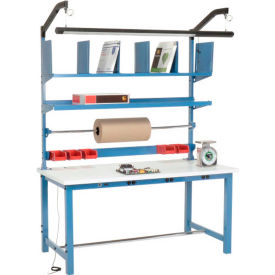 Global Industrial™ Packing Workbench W/Riser Kit & Power Apron ESD Square Edge 60""W x 30""D