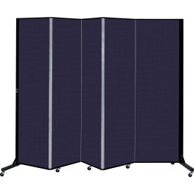 Screenflex 5 Panel Light-Duty Portable Room Divider 6'5""H x 9'5""W Fabric Color Navy