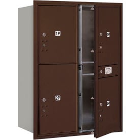 4C Horizontal Mailbox 41""H DoubleParcel Box 3 PL5/1 PL6 Doors Front Load Bronze USPS