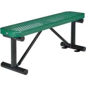 Global Industrial™ 4' Outdoor Steel Flat Bench Expanded Metal Green
