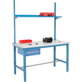 Workbenches & Shop Desks — Global Industrial 60×30 Production Workbench Laminate Safety Edge Drawer Upright & Shelf BL