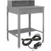 Global Industrial™ Flat Surfaced Shop Desk w/ Riser & Outlets 34-1/2""W x 30""D Gray
